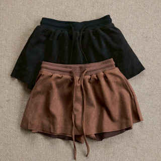 Flower brown Luna short กระโปรงหนังกลับ ซับในเป็นกางเกง