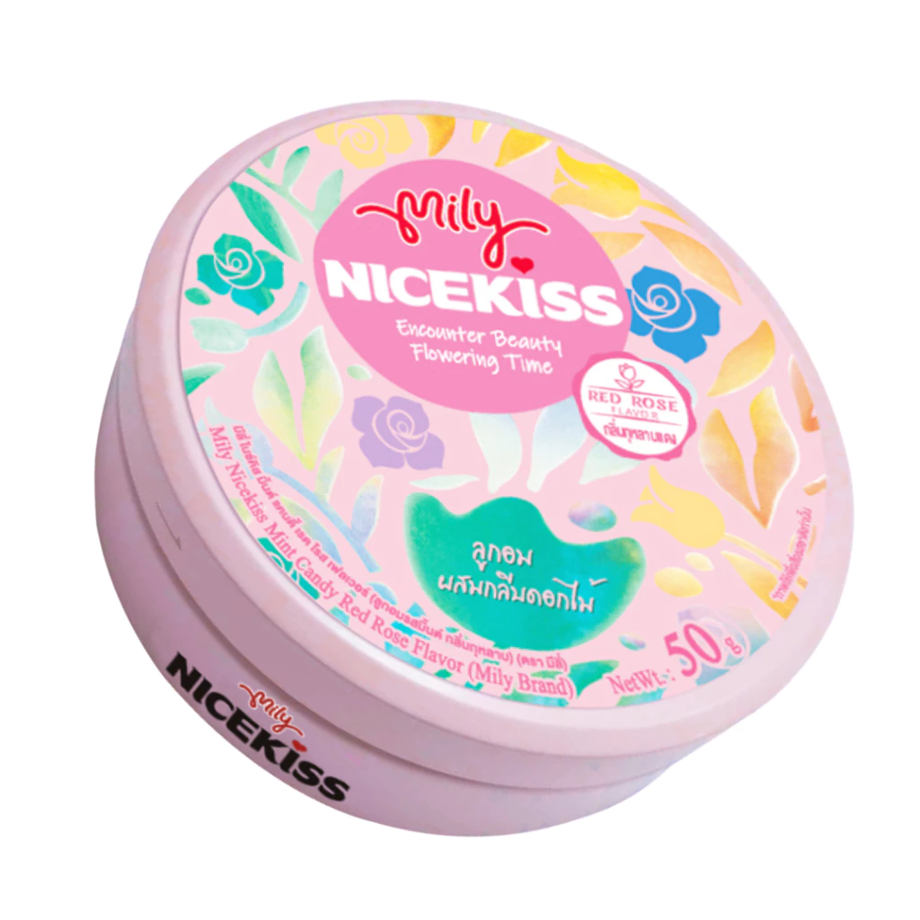 Mily Nickiss ลูกอมมิ้นต์ กลิ่นกุหลาบแดง ขนาด 50 กรัม 1 กระปุก // 3 กระปุก // 6 กระปุก