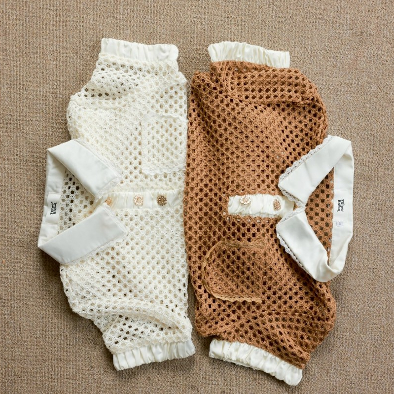 Flower brown Fleur polo knit เสื้อโปโลไหมพรมทอฉลุ