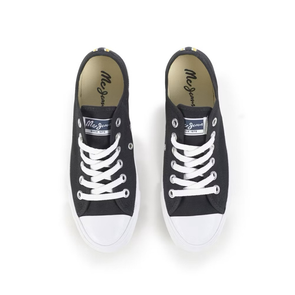 Mc JEANS รองเท้าผ้าใบ Mc แท้ สีดำ ทรงสวยคลาสสิก