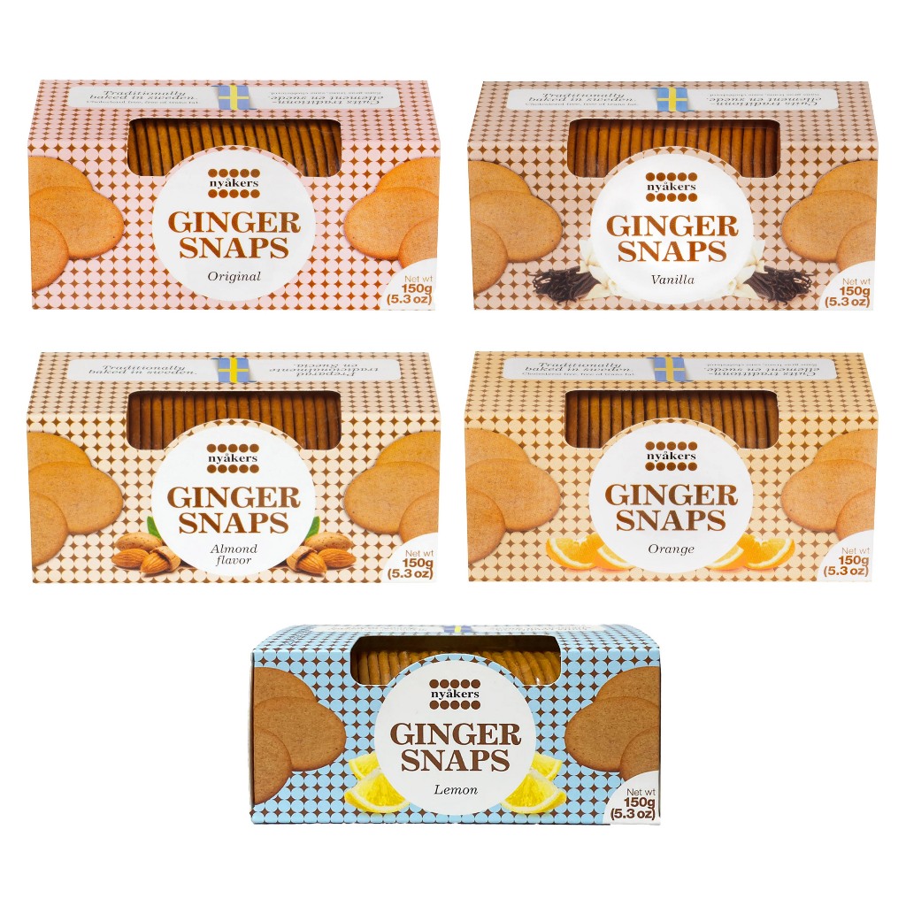 Nyakers Ginger Snaps Original/Vanilla/Almond/Orange/Lemon 150g คุกกี้ขิงสวีเดน ขนมขิงนิอาเกอร์ส IKEA Pepparkakor