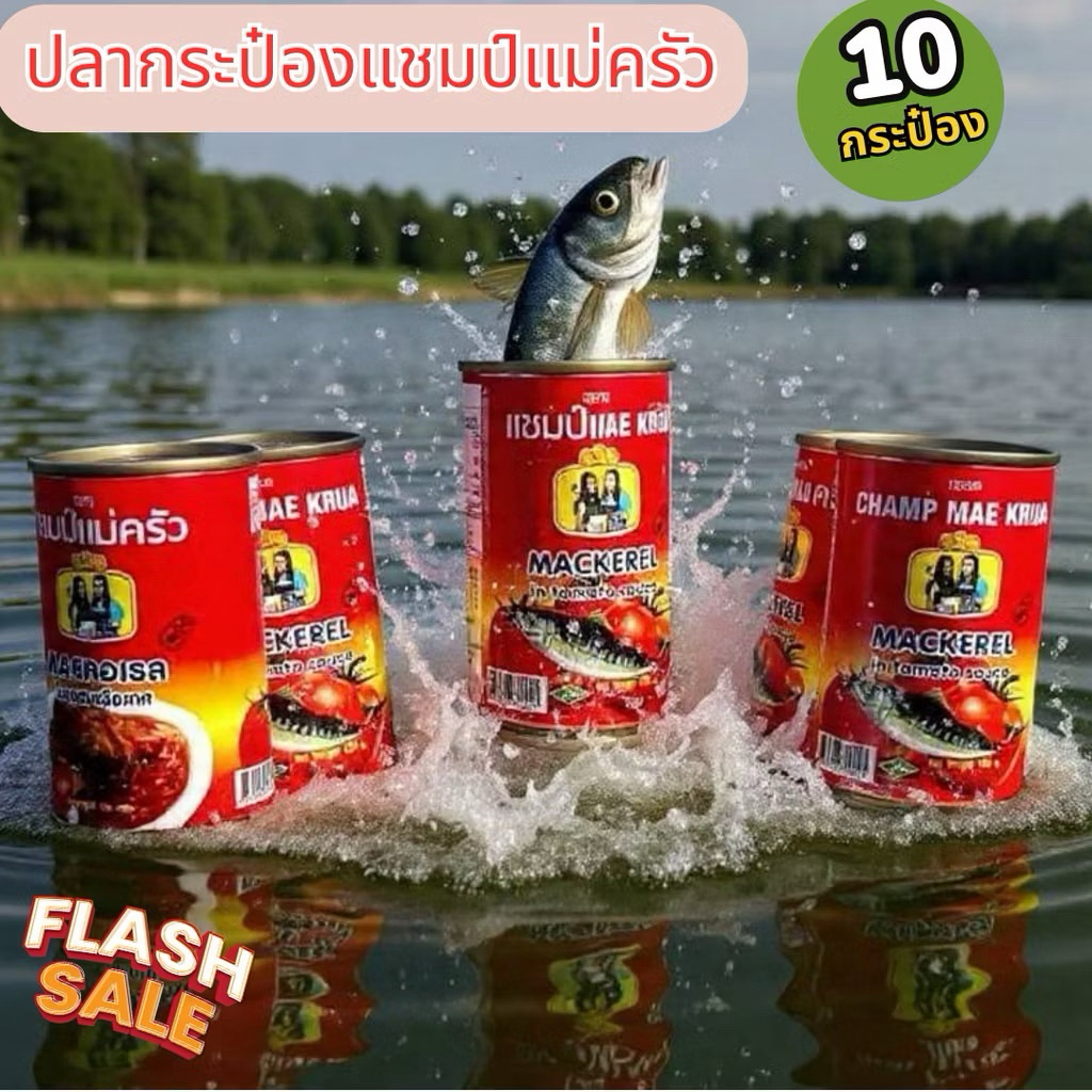 🚩พร้อมส่ง ผลิตใหม่🚩[ 10 กระป๋อง ] 🐟🍅แชมป์แม่ครัว🐟🍅ปลากระป๋อง มีฮาลาล อยู่ได้ 3 ปี / ปลาชาร์ดีนในซอสมะเขือเทศ ขนาด 145 g.