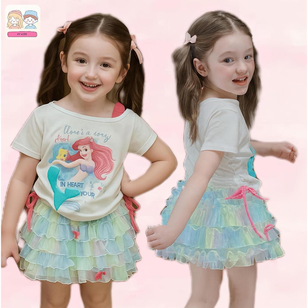 BB147 พร้อมส่ง ชุดเซตลูกสาวเสื้อ+กระโปรง เมอเมจหวาน นางเงือกน้อย น่ารักมาก