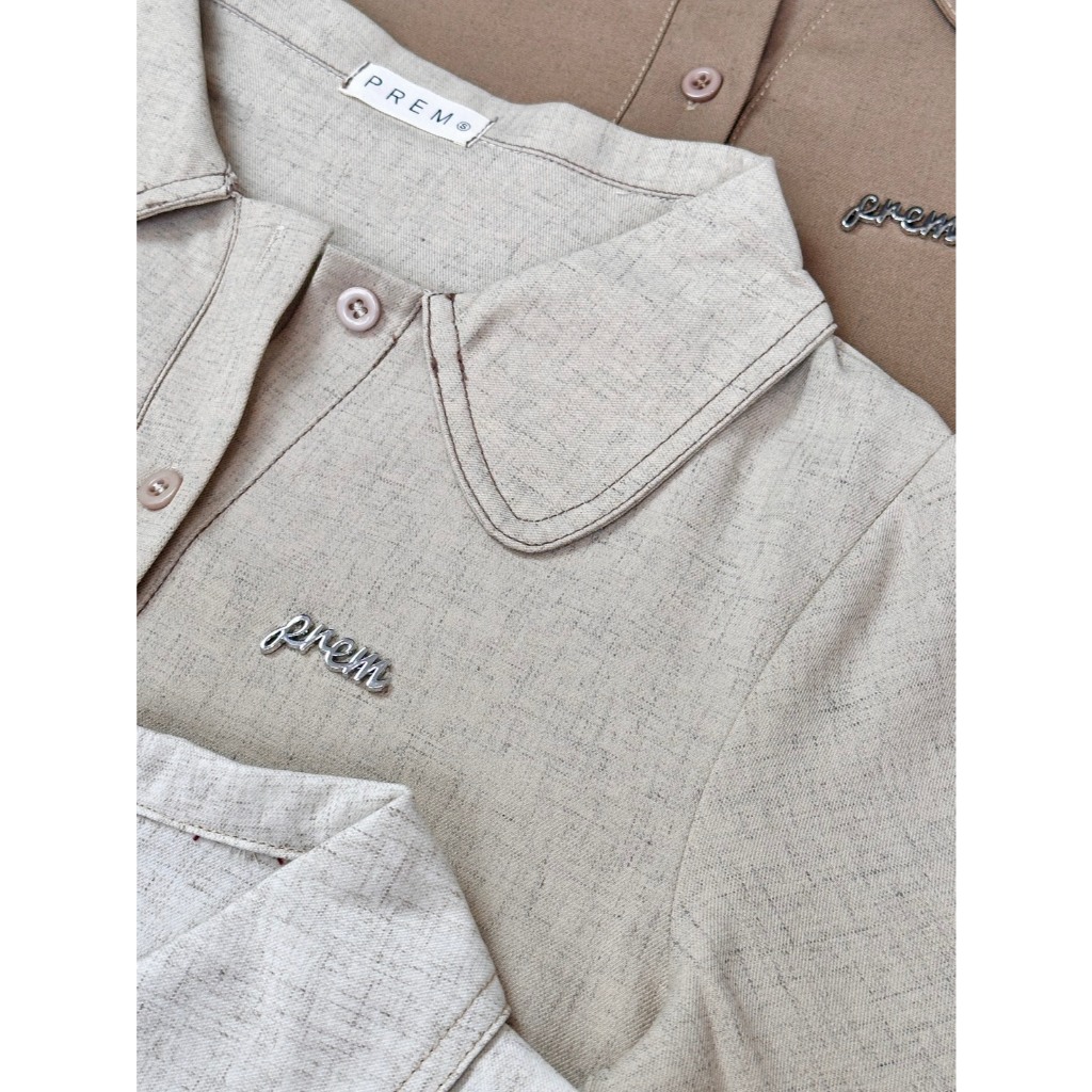 🥛 เดรสมิลล์กี้ เดรสทรงเอ กระเป๋าหน้า แต่งกระดุม ผ้าลินนินคอตตอน #517 🥛 - รูปที่ 3