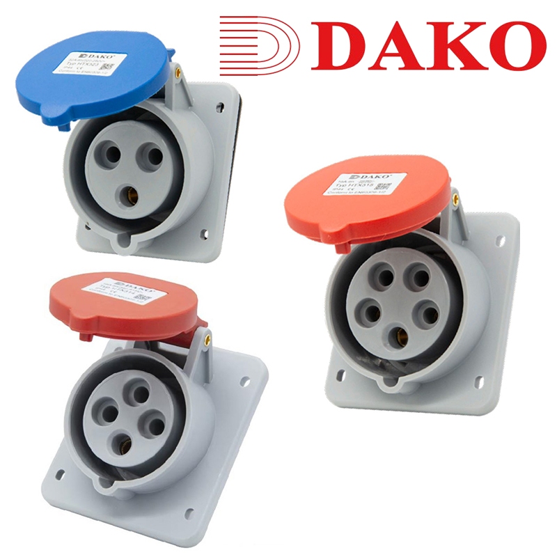 HTX313 HTX314 HTX315 / HTX323 HTX324 HTX325 เพาเวอร์ปลั๊กตัวเมียฝังทรงเฉียง IP44 16A / 32A (2P+E , 3