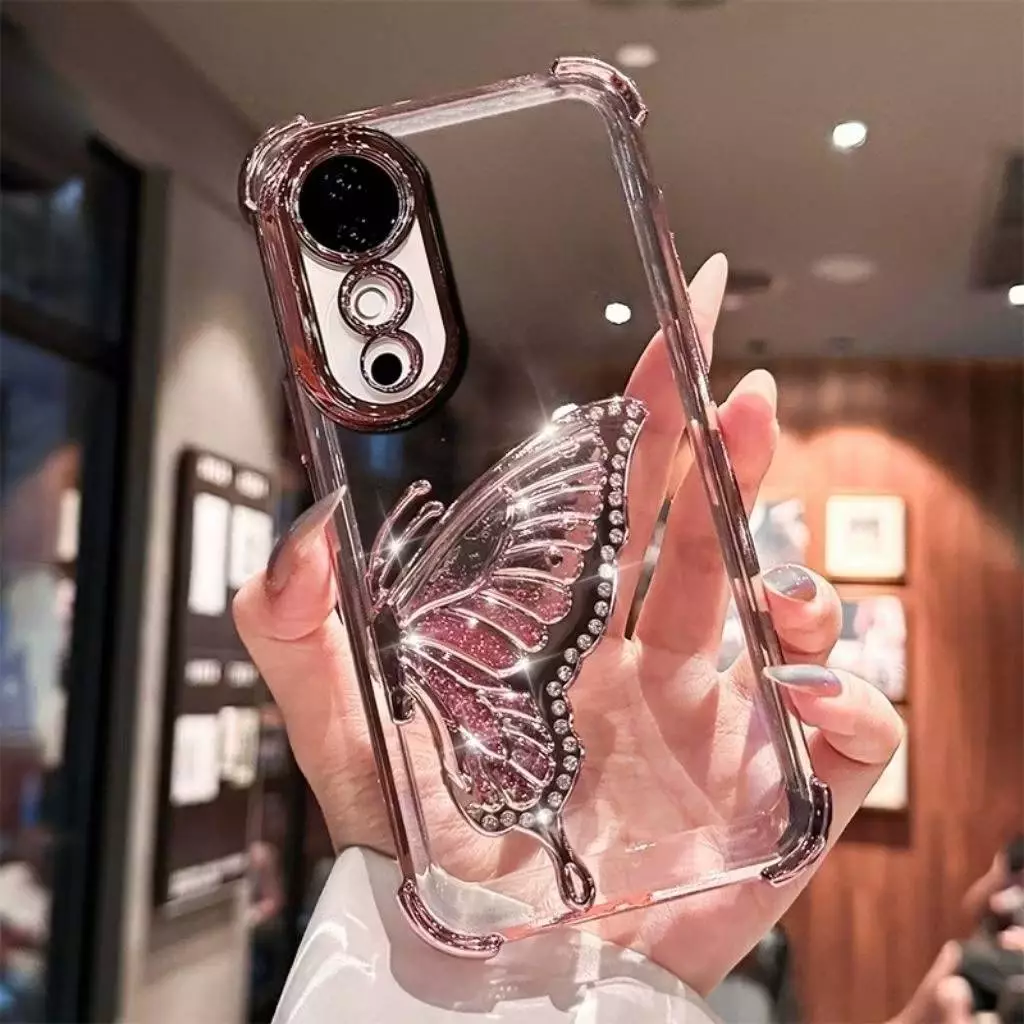 ส่งจากไทย เคสสำหรับ VIVO V70 V40 V40PRO V50 V60 V60Lite เคสใส ขอบสี กันกระแทก ผีเสื้อ ตั้งได้ สุดหรู E4