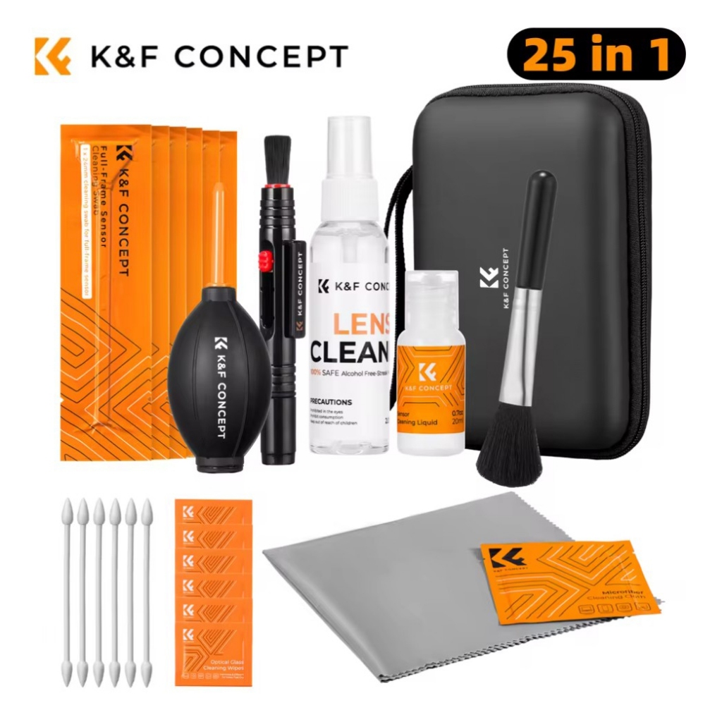 K&F CONCEPT 25 in 1 ชุดทำความสะอาดกล้องเลนส์และ Sensor ชุดทำความสะอาด CLEANING KIT