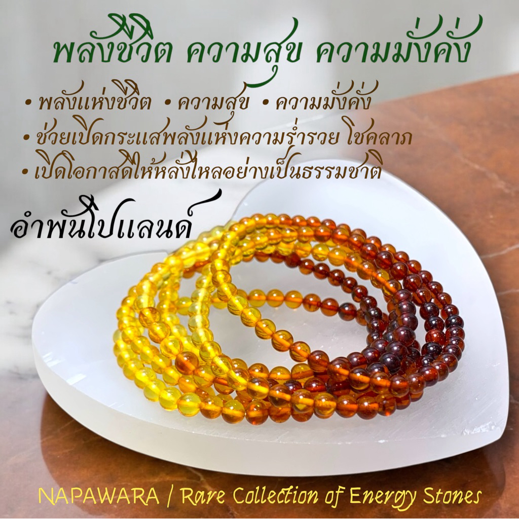 เสริมพลังใจ ดึงดูดโชคลาภ อำพันโปแลนด์แท้ | NAPAWARA | Rare Collection Fl