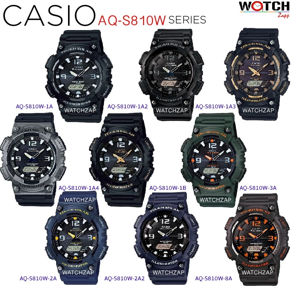แท้ cmg 100% CASIO Solar Power AQ-S820 AQ-S810W AQS810 AQ810 กันน้ำ 100 เมตร ประกันศูนย์ 1 ปี