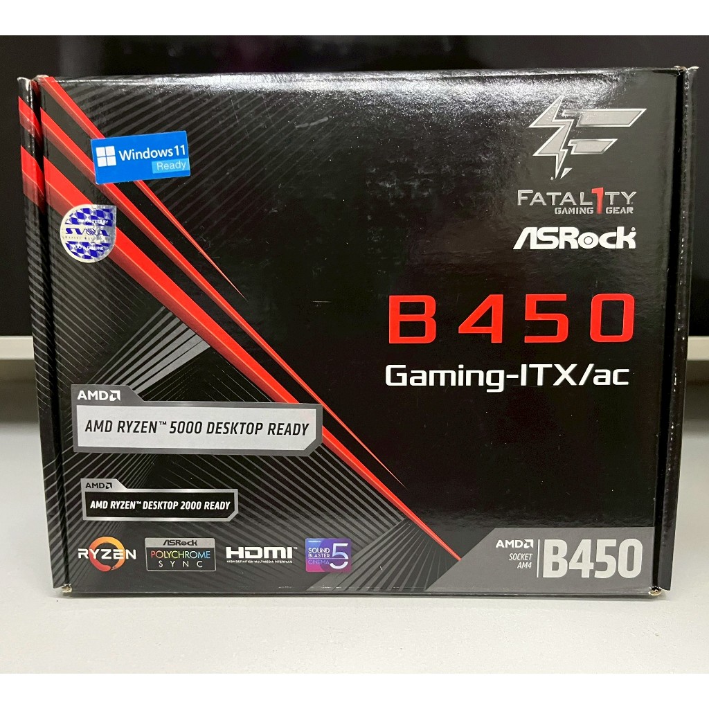 (มือ 2 มีประกัน) (MAINBOARD ITX AM4) ASROCK FATAL1TY B450 GAMING-ITX/AC เมนบอร์ดเล็ก แท้ศูนย์ไทย