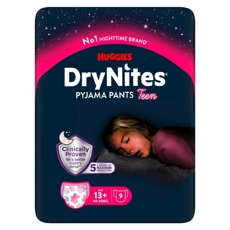 รุ่นใหม่🇬🇧2026❗💯วัยTeen DryNites Bedwetting Pyjama Pants Girl Age 13+(49-60kg)9 Pants วัยรุ่นหญิง