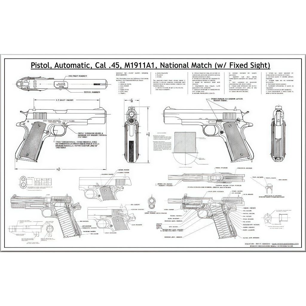 ชิ้นส่วน 1911 ที่มีความแม่นยำสูง การผลิตซ้ำที่แม่นยำ 98% ชั้นวางเก็บโมเดล 1911 แบบโลหะ รุ่นอัพเกรด พ
