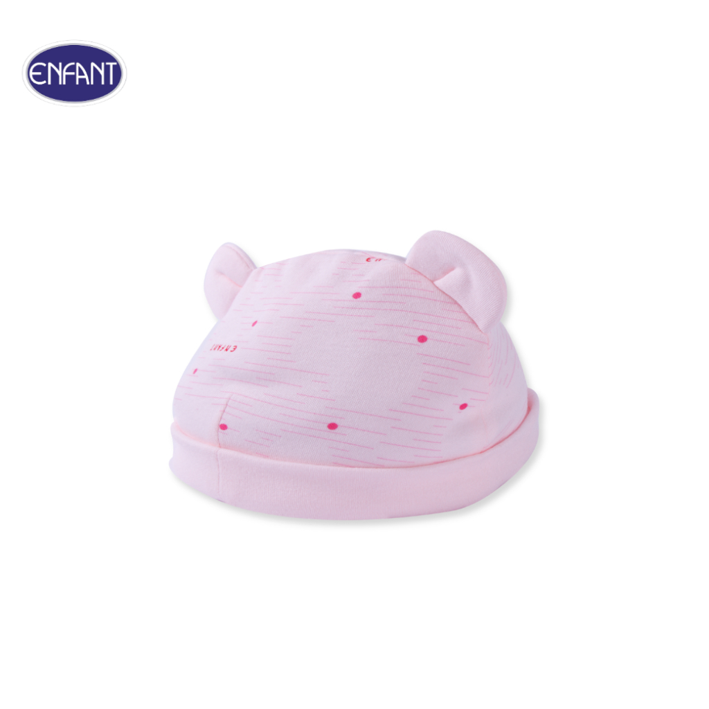 ENFANT (อองฟองต์) หมวกเด็ก สำหรับเด็ก 3-6 เดือน ผ้าคอตตอน 100% สีชมพู