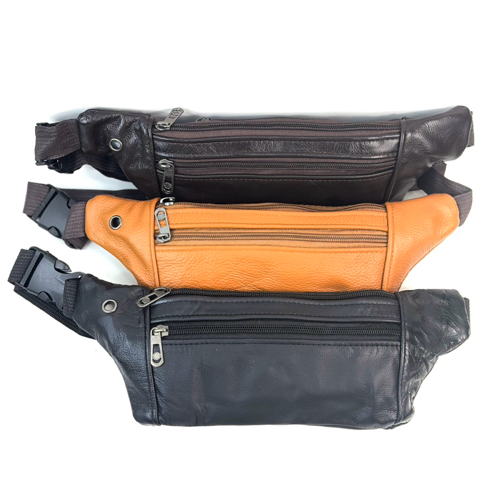 Chicken Leather กระเป๋าคาดเอวหนังวัวแท้ แบบบาง 9x4 นิ้ว