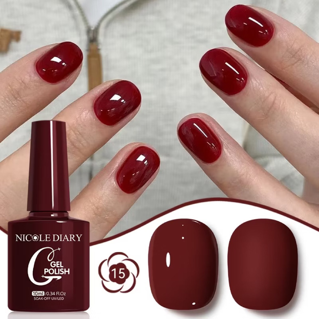 NICOLE DIARY Coffee Brown เล็บเจล UV LED เจลสีเทาสีน้ําตาลเข้มสีเล็บเล็บ Salon Gel 10ml.(ไม่มีกล่อง)