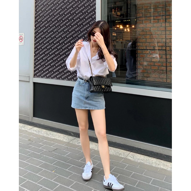 Feelfree.Bkk - Kiddy skirt กระโปรงยีนส์สั้น มีซับในกางเกงยีนส์ (used)