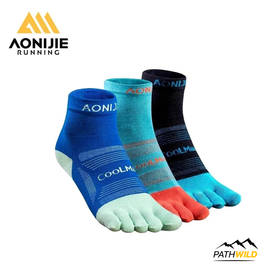 เซ็ท 3คู่ - AONIJIE Five Finger Socks E4802 - 3 Pairs MixColor ถุงเท้าแยกนิ้วข้อยาวเหนือตาตุ่ม ระบายอากาศดี คละสี ของแท้