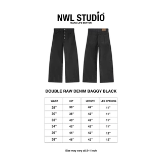 DOUBLE RAW DENIM BAGGY BLACK / กางเกงยีนส์ขายาว