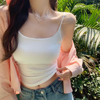เสื้อกล้ามแฟชั่น สายเดี่ยว ตัวยาว มีฟองน้ำในตัวเย็บติด ฟรีไซต์ สีสวย ไร้ขอบ สวมใส่สบาย เสื้อผ้าผู้หญิงน่ารักๆ พร้อมส่ง