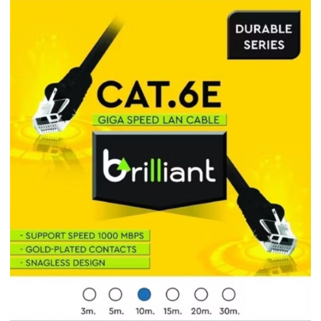 LAN CABLE (สายแลน) BRILLIANT LAN UTP CAT6E [10M] (BLACK)