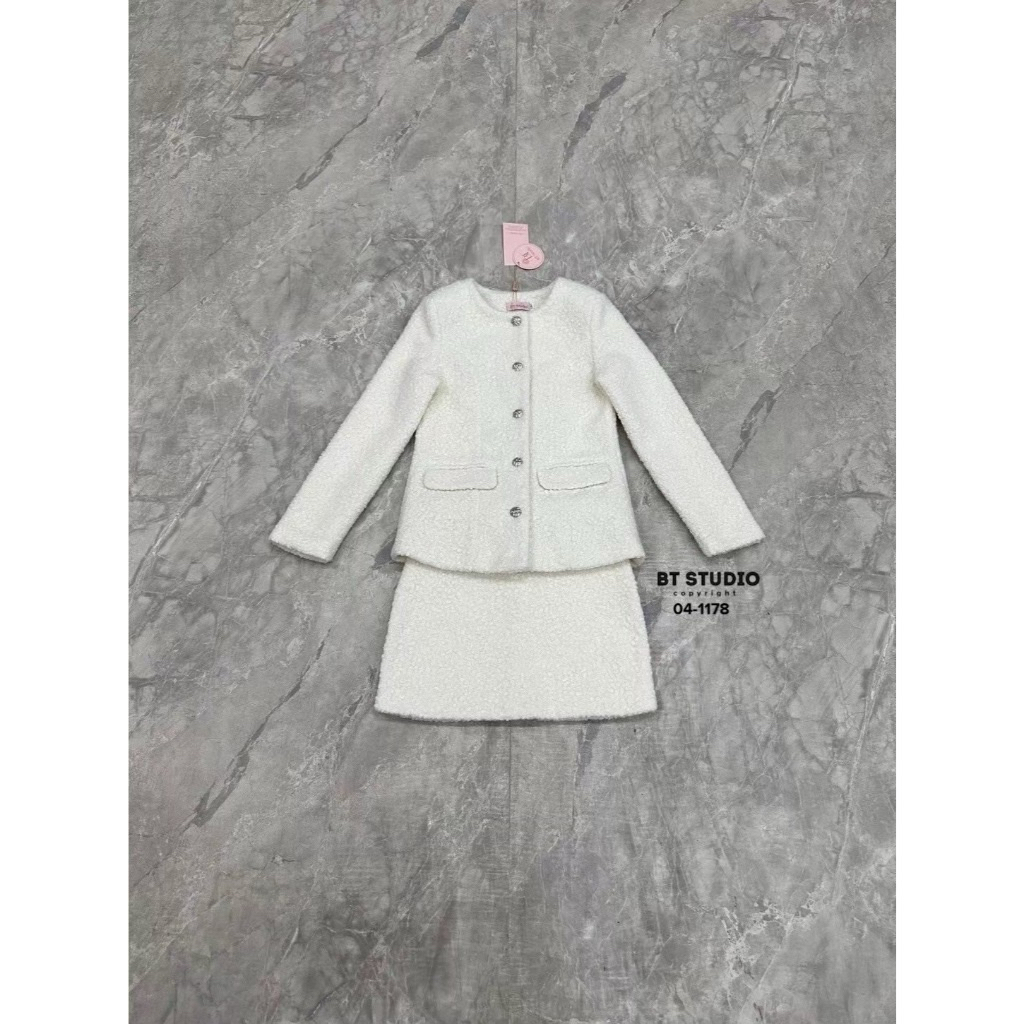 ส่งต่อ BT 04-1178 เสื้อแจ๊คเก็ตแขนยาวกระโปรงสั้นขนมิ้งค์ ไซส์M