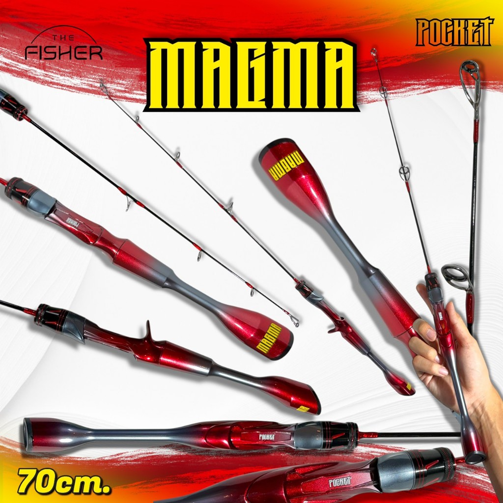 คันเบ็ดพกพา A02 MAGMA Ver.4: สปิน/เบท 70 ซม. ทนทาน พกพาสะดวกทุกทริป