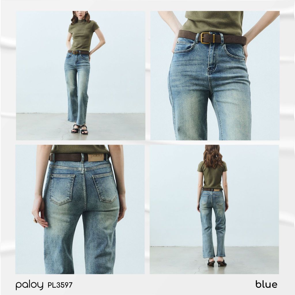 [Best Seller] Paloy -  PL3597 กางเกงยีนส์ขากระบอกกลาง ผ้ายืดใส่สบาย รูปที่ 6