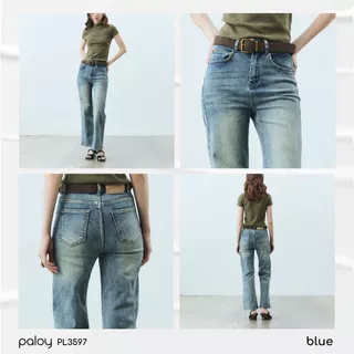 [Best Seller] Paloy - PL3597 กางเกงยีนส์ขากระบอกกลาง ผ้ายืดใส่สบาย