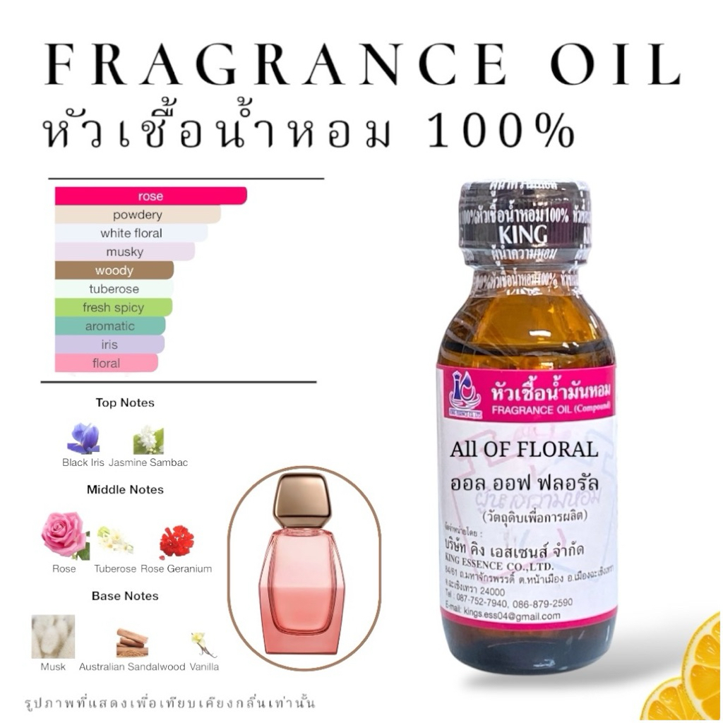 กลิ่นใหม่ ออล์ ออฟ ฟลอรัล ALL OF FLORAL นาซิโซ 30 ml. หัวเชื้อน้ำหอม วัตถุดิบสำหรับผลิตน้ำหอม