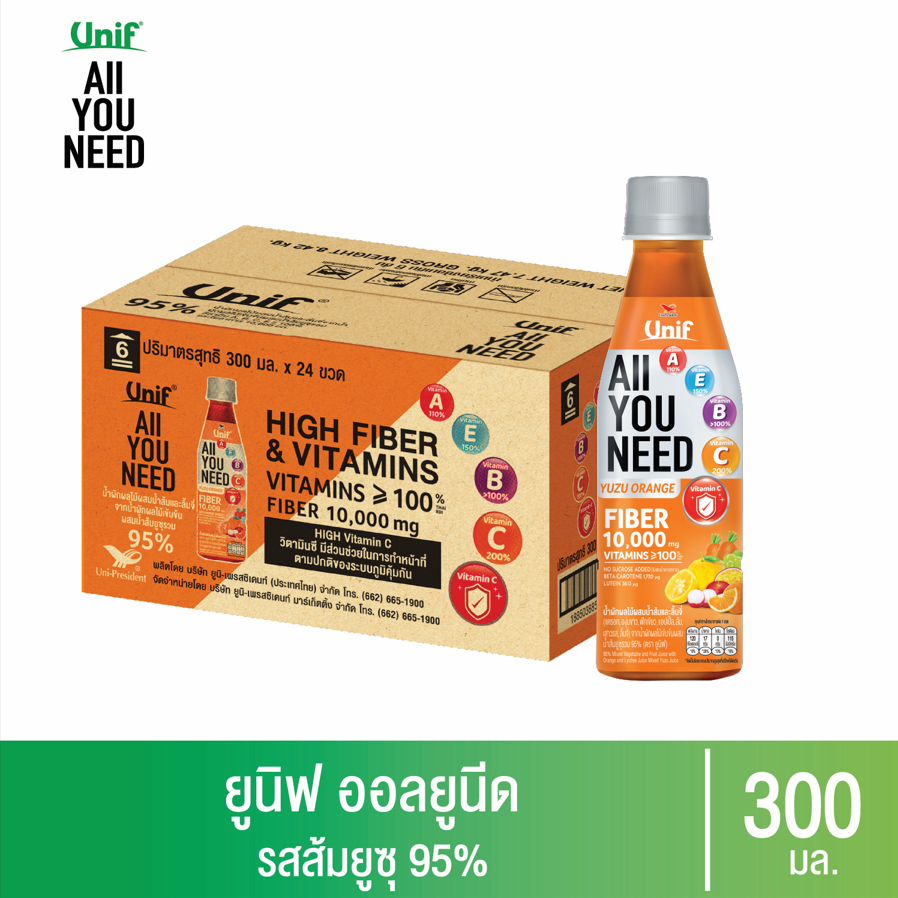 [ยกลัง 24 ขวด] Unif All You Need ยูนิฟออลยูนีดส้มยุสุ 300มล.