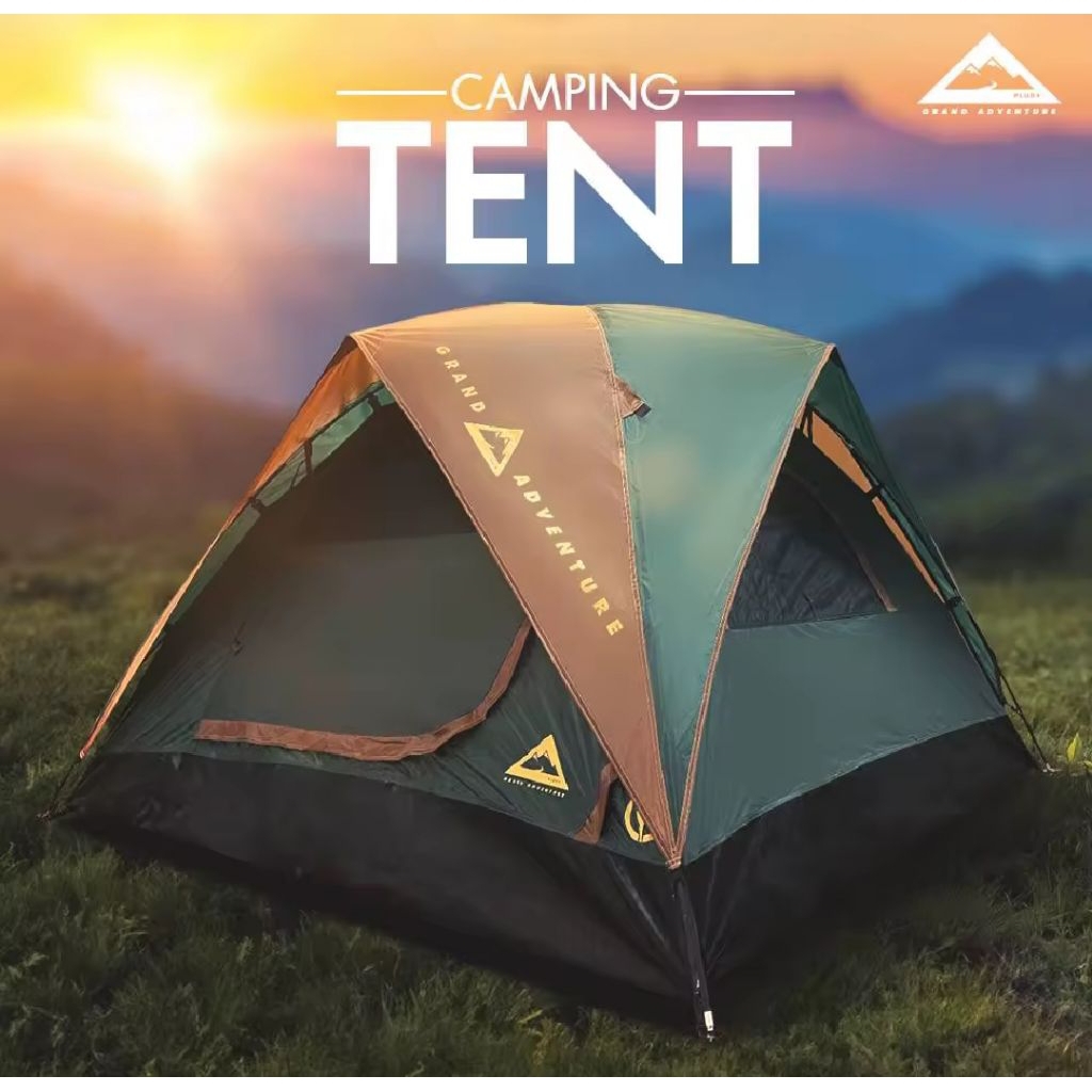 เต็นท์ Grand Adventure Camping Tent 2ประตู 2หน้าต่าง เคลือบกันน้ำ 3500มม. ผ้า 210T