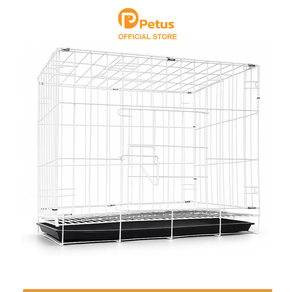Petus กรงสัตว์เลี้ยง กรงสัตว์พับได้ Pet cage ซี่กรงห่าง 4ซม. กรงสำหรับ สุนัข แมว หรือกระต่าย ขนาด 50 60 และ 70cm.