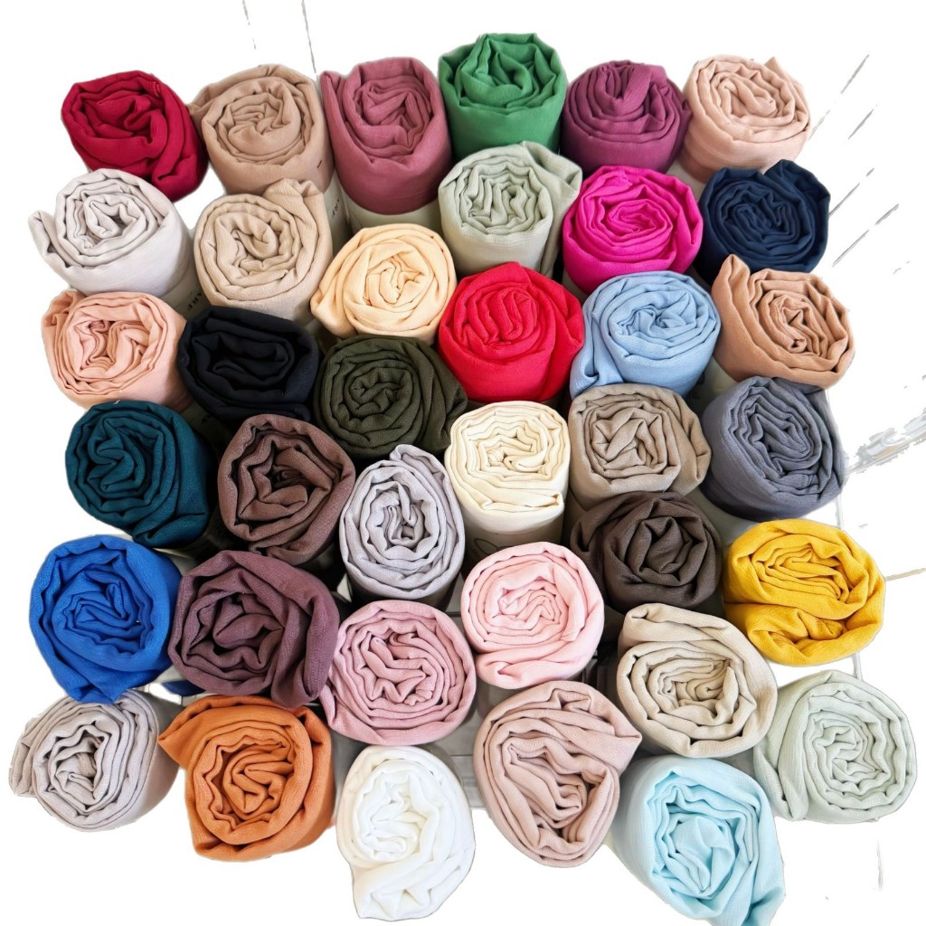 ผ้าพันคอผ้าฝ้ายผสมจีบยาว ยืดหยุ่นเล็กน้อย ขอบผ้าโอเวอร์ล็อคมุมฉาก และผ้าโพกศีรษะโพลีเอสเตอร์PJ-VS709