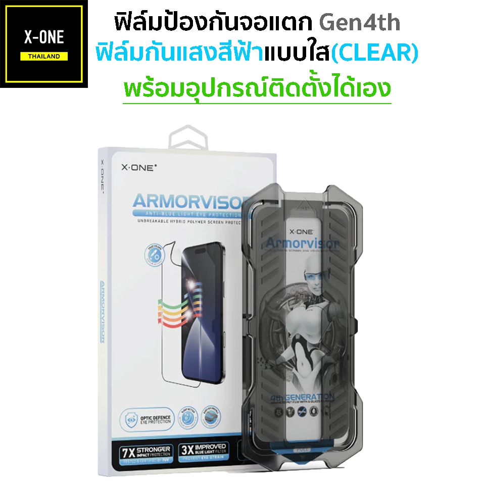 XONE Gen4 ฟิล์มใสกรองแสงสีฟ้า แบบเต็มจอ พร้อมชุดติดตั้งได้เอง ฟิล์มiPhone17ProMax iPhone17Pro