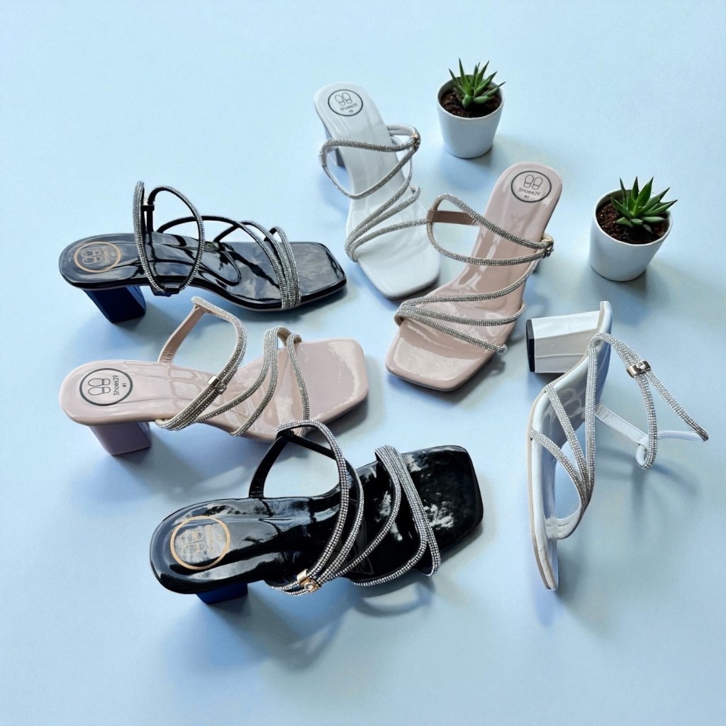 (6/1)  รองเท้าส้นสูงไซส์ใหญ่ (Size 41-48) ส้นสูง 2.5 นิ้ว รุ่นร้ดข้อเท้าเพชร 3 สาย (FH-358) รองเท้างานแต่ง รองเท้าออกงาน – โปรปัง