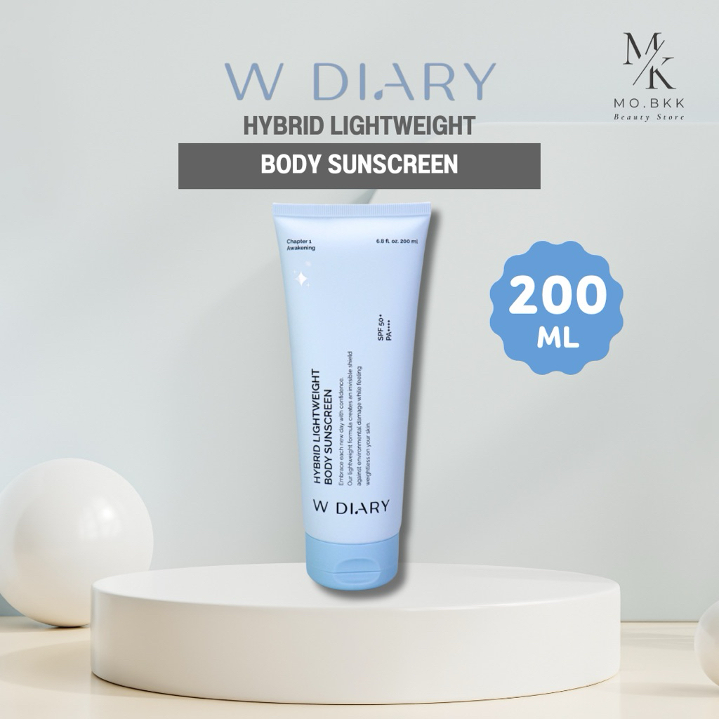 **NEW** W DIARY HYBRID LIGHTWEIGHT BODY SUNSCREEN SPF50 PA+++ 200 ml. กันแดดสำหรับผิวกาย wdiary