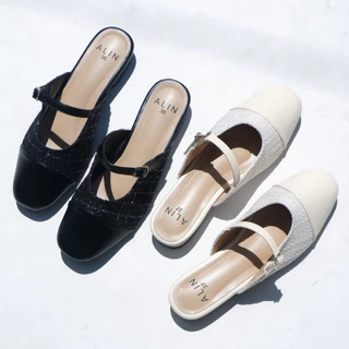 ALINBRAND รองเท้าแมรี่เจน รองเท้า เปิดส้น สูง 2 เซน รุ่นลาเวนเดอร์ ใส่สวย