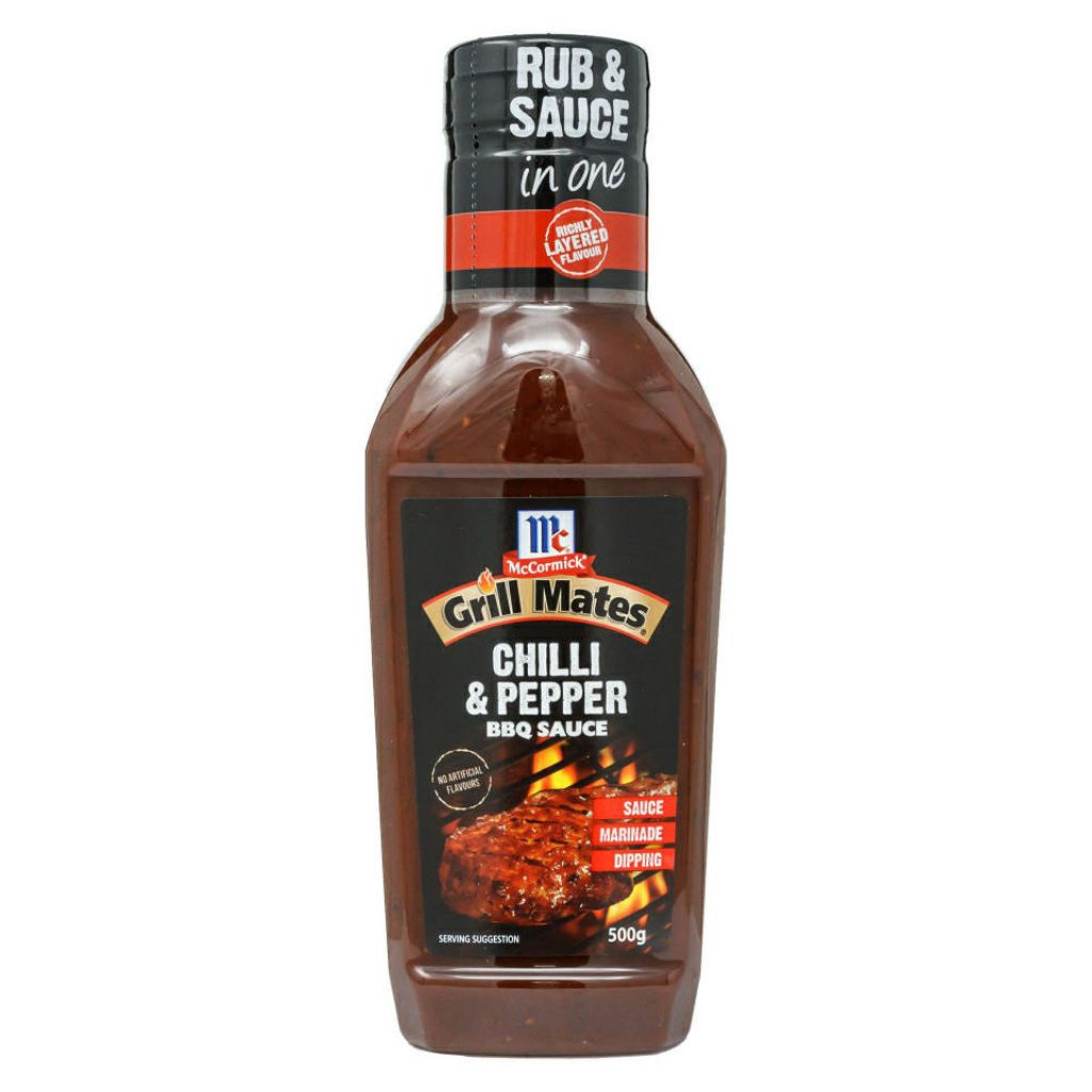 ￼McCormick Grill Mates Chilli & Pepper BBQ sauce แม็คคอร์มิค ชิลลี่เปปเปอร์ บาร์บีคิวซอส 500 กรัม