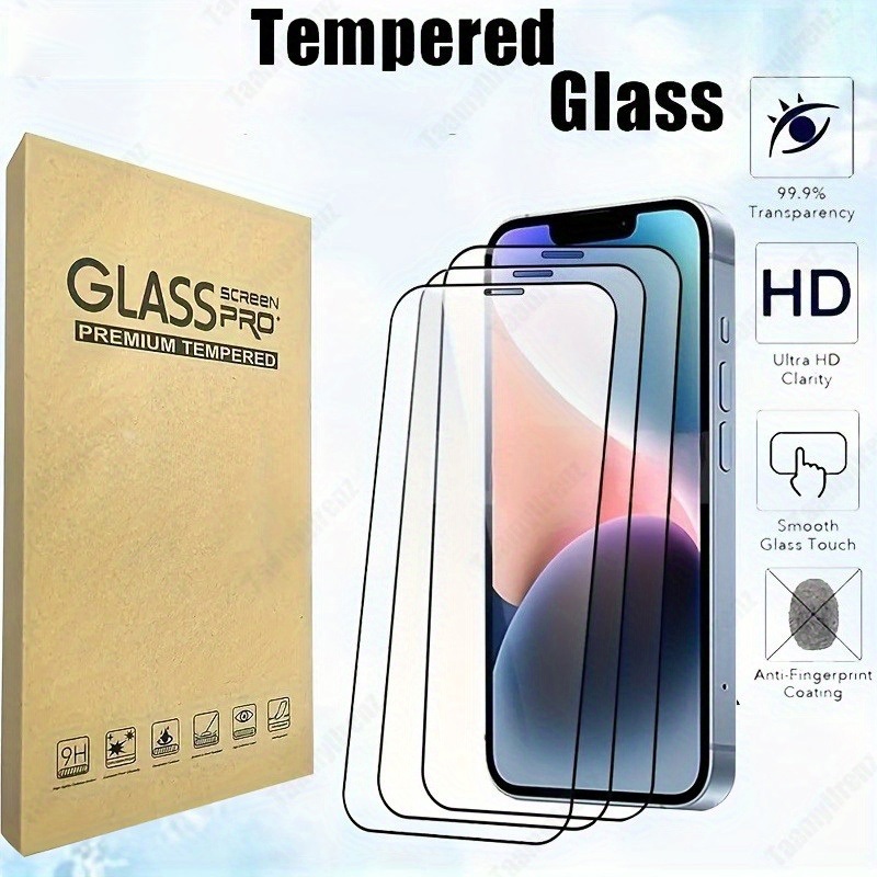 HD ฟิล์มกันรอย For iPhone 11 13 16 17 Pro Max 12 14 15 Pro Max XR 6 7 8 Plus X XS max air ฟิล์มกระจกหน้าจอมือถือเต็มจ
