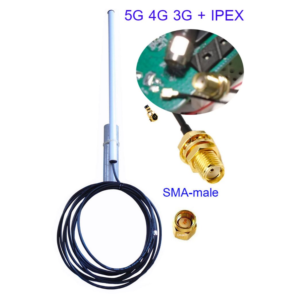 EmaxIT Antenna 5G 4G 3G 2G EmaxIT 9 dB สายยาว 6 เมตร + U.FL IPEX