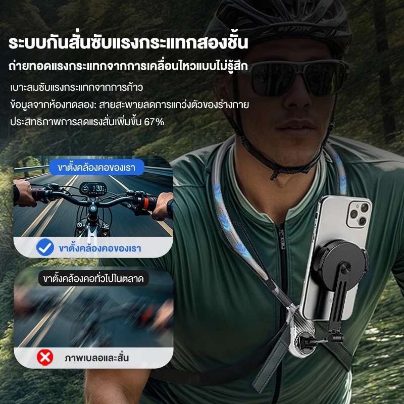 Gripzen สายคล้องคอสำหรับกล้องแอคชั่น ปรับมุมได้อิสระ ป้องกันการสั่น Anti-shake รองรับ GoPro DJI Insta360 thumbnail 4