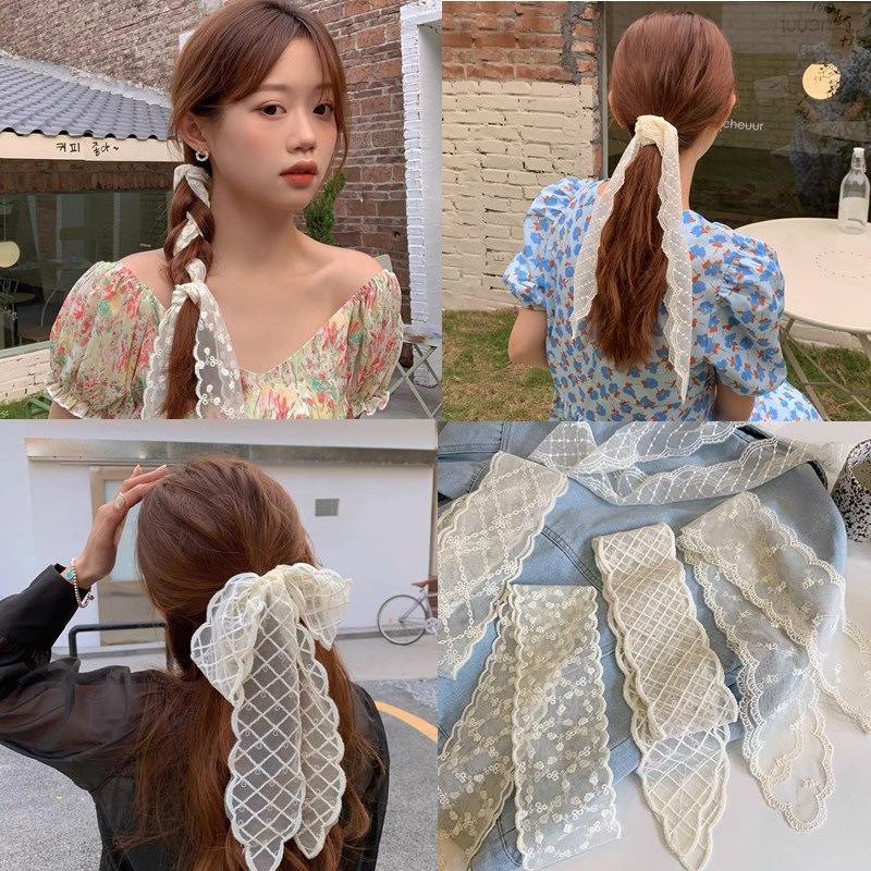 COD❤️เครื่องประดับผมผ้าพันคอผ้าไหมลูกไม้มัลติฟังก์ชั่นสไตล์เกาหลีหวานเครื่องประดับแฟชั่น-a.one - รูปที่ 3