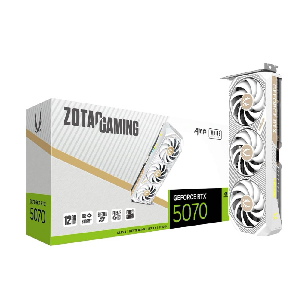 ZOTAC GEFORCE RTX 5070 AMP EDITION WHITE - 12GB GDDR7 มือ1 ประกัน doracool ยังไม่ผ่านการใช่งาน