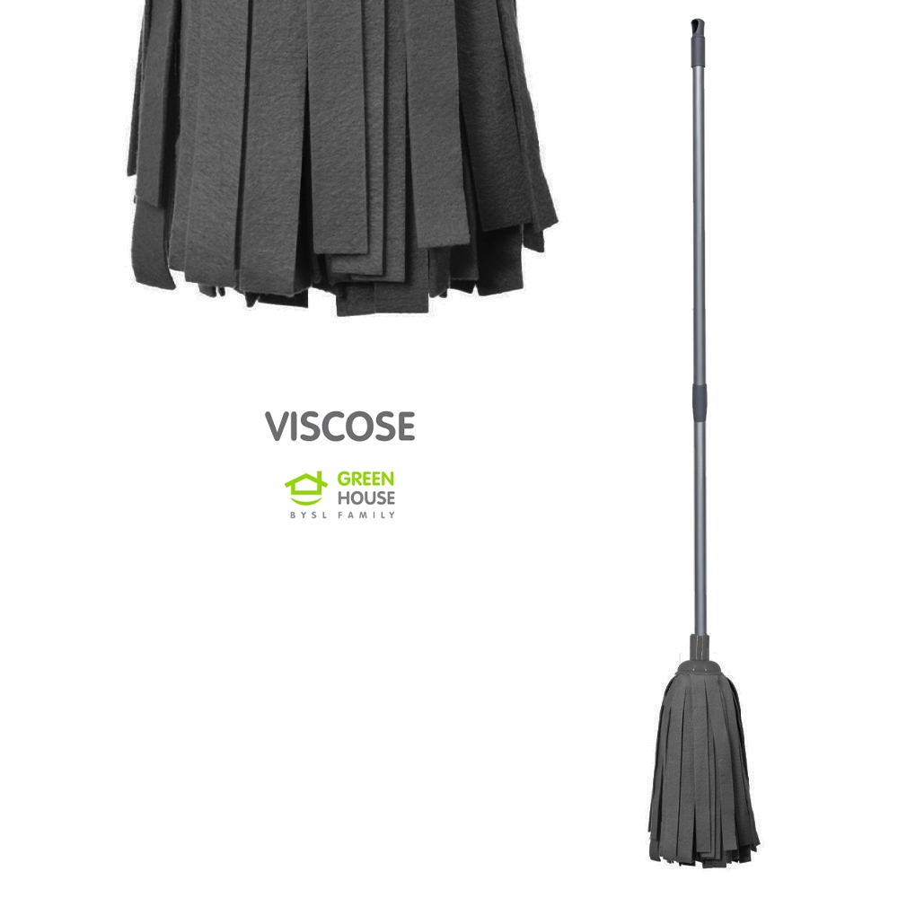 GreenHouse ม็อบจุกผ้าวิสโคส (เทา) ด้ามยืดหดได้ 60 - 120 ซม.