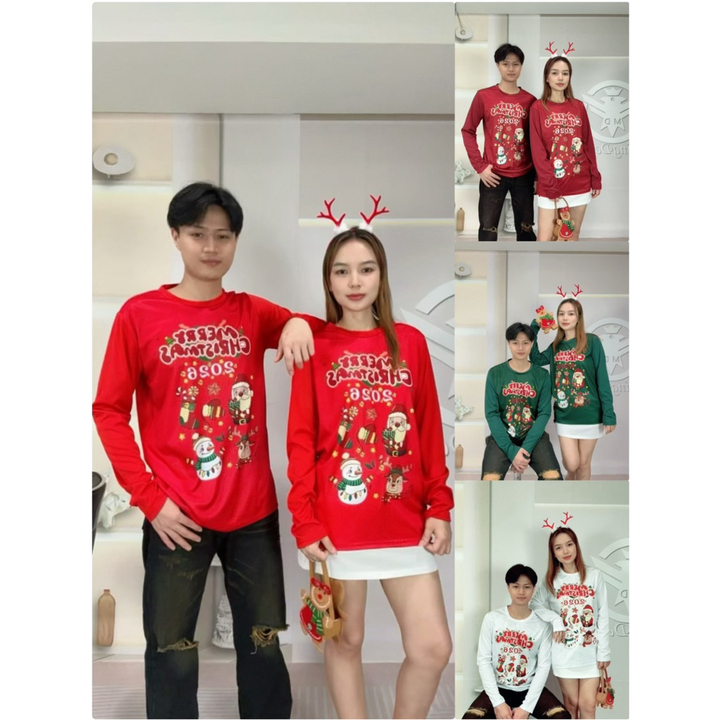 เสื้อแขนยาว คริสต์มาส เสื้อยืดคริสต์มาส 4สี 6ไซส์ ผ้าไมโคร เนื้อผ้านุ่มใส่สบายระบายอากาศได้ดีทรงแฟชั่นใส่ได้ทั้งชายหญิง