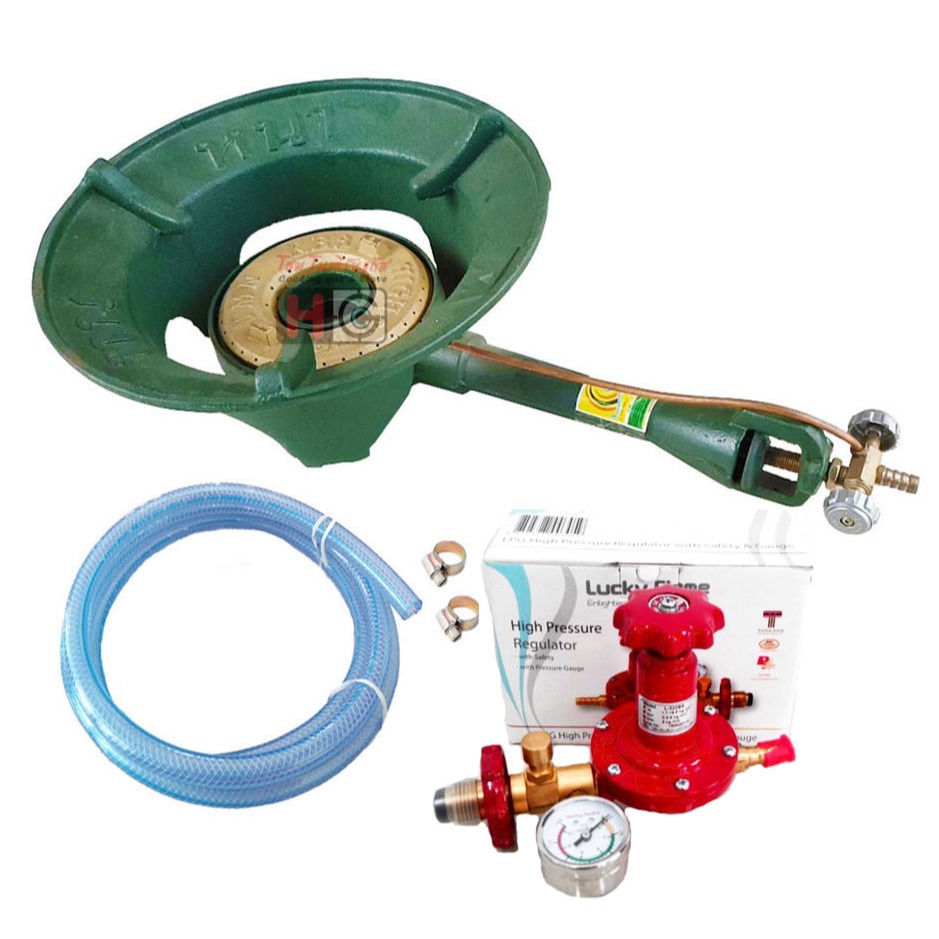 ชุดเตาแก๊สแรงดันสูง KB8 + หัวปรับแก๊ส มาตรวัดแรงดัน L-322SG