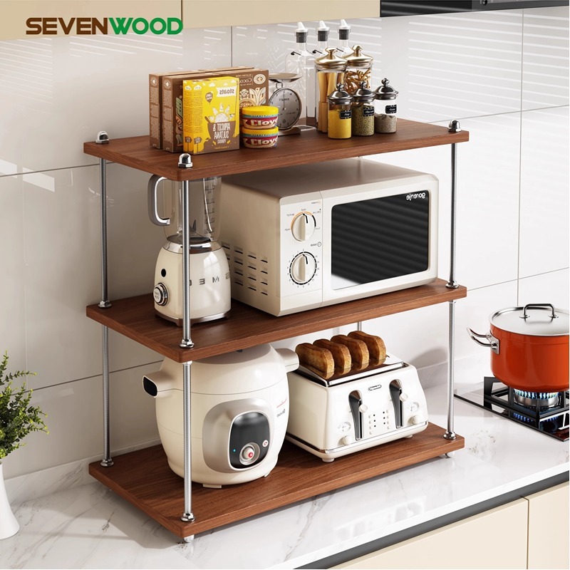 SEVENWOOD ชั้นวางของ ชั้นวางแก้ว ชั้นวาง ชั้นวางของในครัว ชั้นวางเครื่องปรุง ชั้นวางอเนกประสงค์ แข็งแรงทนทาน 2/3 ชั้น