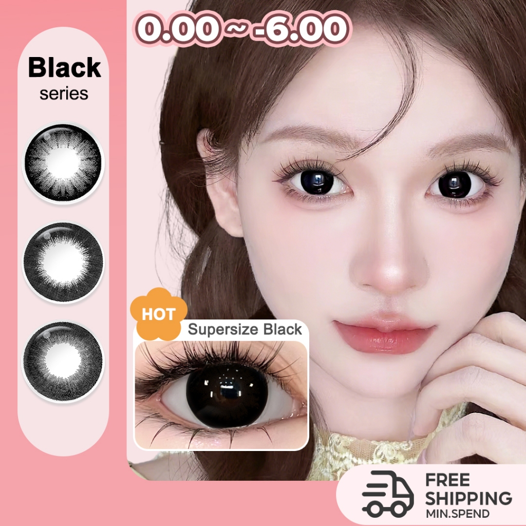 Magister & Realcon คอนแทคเลนส์ขายดี สีดำ สีดำธรรมชาติ ใช้แล้วทิ้ง 6 เดือน 14~14.5mm Big Eyes