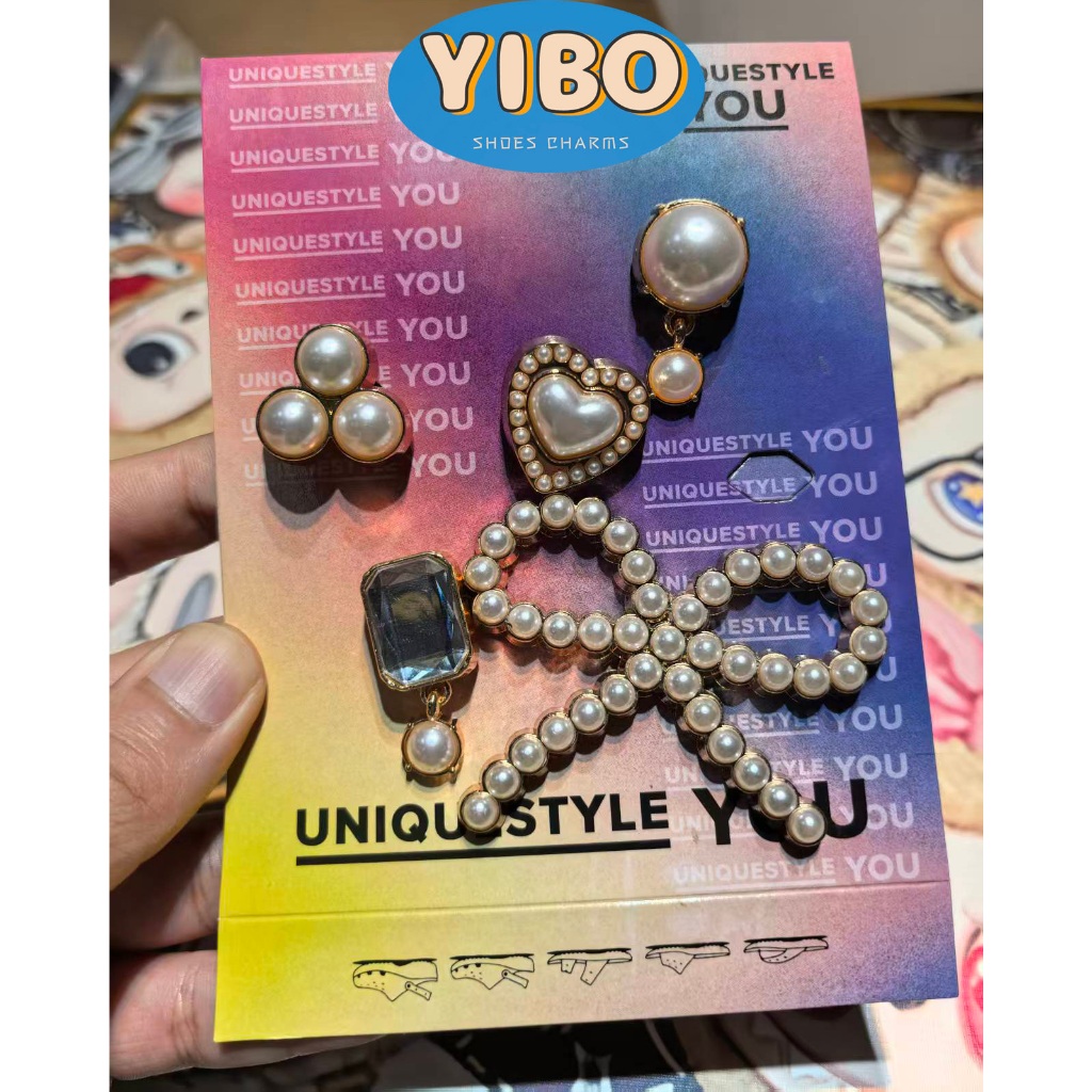 <การจัดส่งของกรุงเทพฯ> Jibbitz Crocs โบว์โลหะมุก 🌟100% แท้ Set