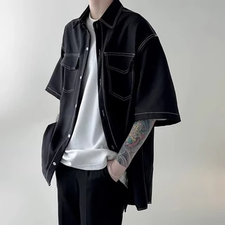 CLIFFเสื้อเชิ้ตแขนสั้น แฟชั่นสไตล์ญี่ปุ่น เรียบง่าย สําหรับผู้ชาย เสื้อเชิ้ตลําลอง ใส่ได้ทั้งชายและหญิง oversize